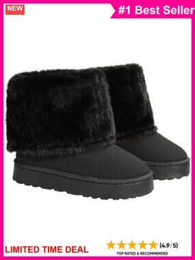 Winter Ankle Boots Faux Fur Suede EVA Sole Warm Snow Booties